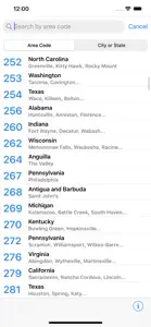 Area Code Directory screenshot #1 for iPhone