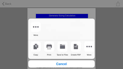 Generator Sizing Calculation Screenshot