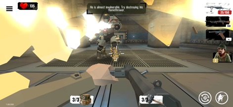 World War Polygon- WW2 shooter - Confront a dangerous boss enemy in an intense showdown, highlighted by dynamic explosion effects and clear health indicators.