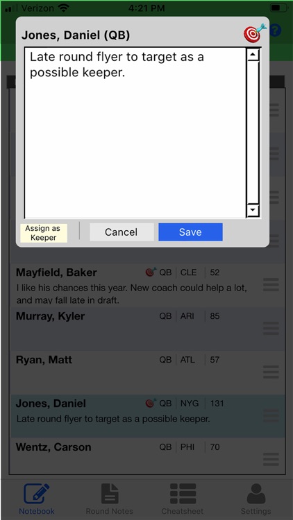 Fantasy Football Notebook 2020