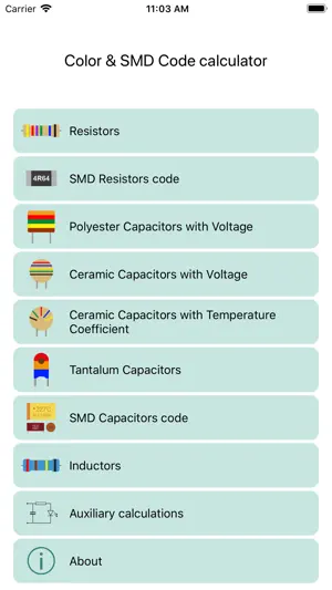 Resistor, Capacitor color code screenshot 1