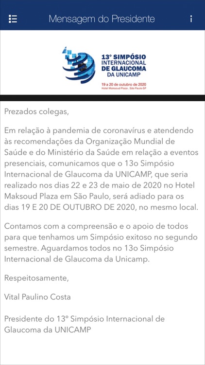Simpósio Int Glaucoma UNICAMP