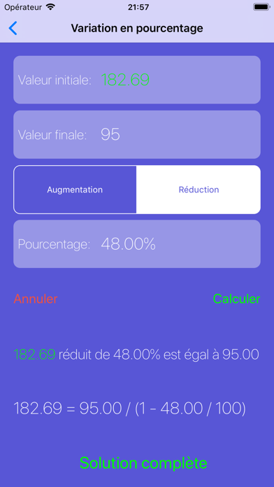 Screenshot #1 pour Pourcentages Solver %