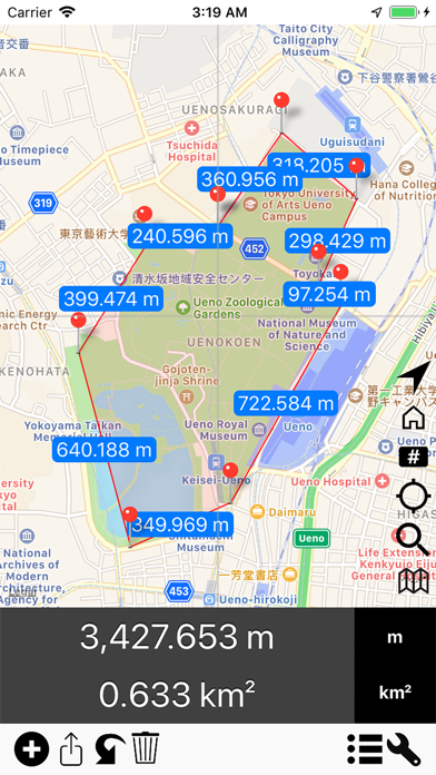 Area & Distance - Map Measure Screenshot
