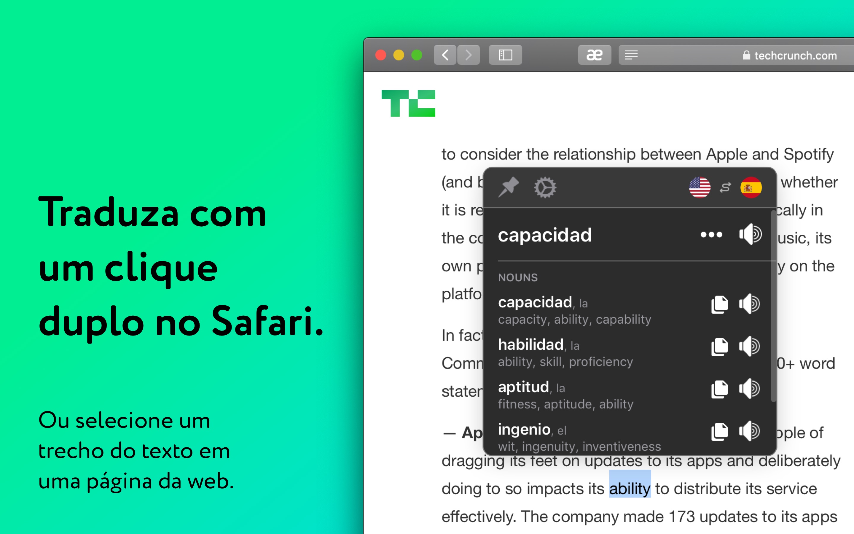 Screenshot do app Tradutor por Mate