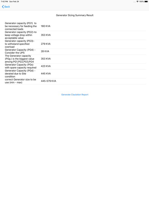 Screenshot #6 pour Generator Sizing Calculation