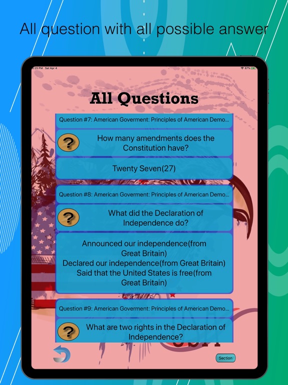 USA Citizenship Test 2026 iPad screenshot 5 - Education app