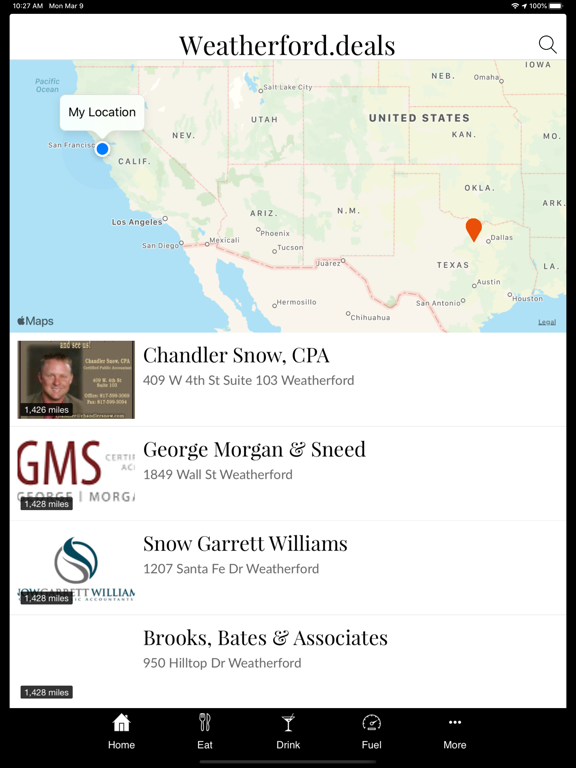 Weatherford.deals iPad screenshot 4 - Lifestyle app