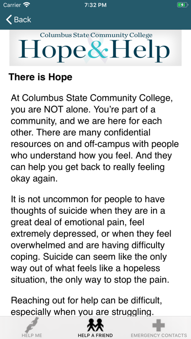 Columbus State Hope & Help Screenshot