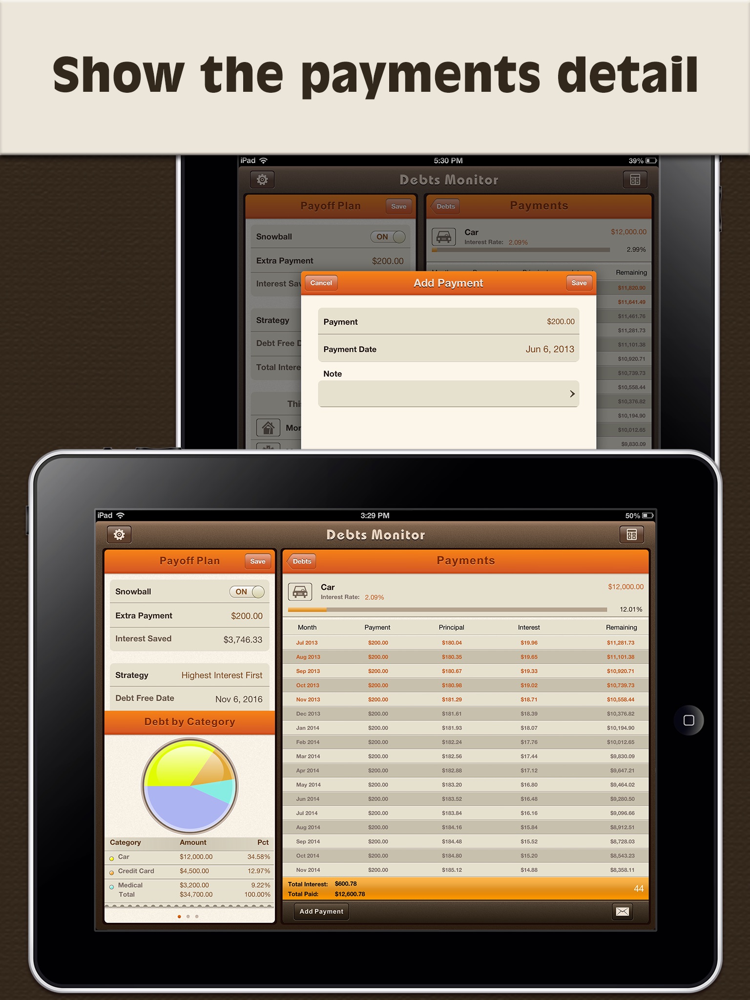 Debts Monitor Pro for iPad screenshot 2