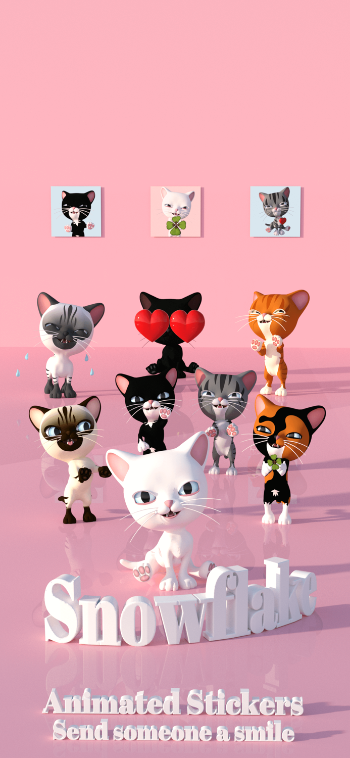 3D Animated Cat Emoji Stickers