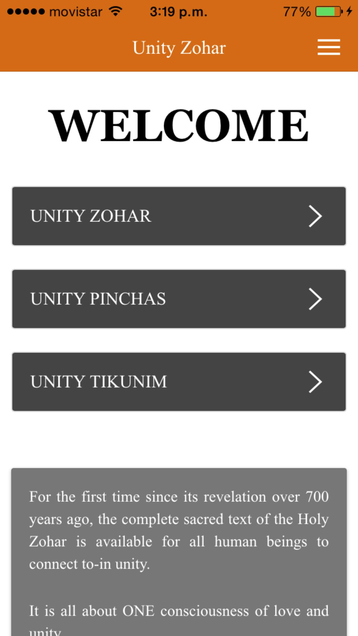 Unity Zohar App