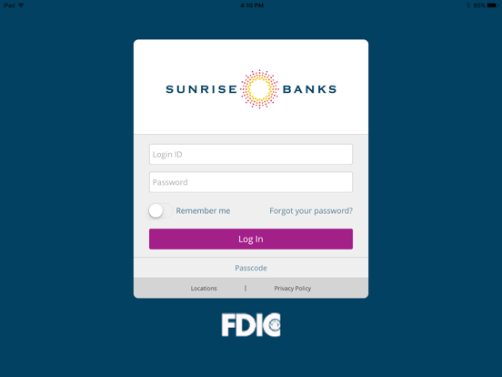 Sunrise Banks Digital Banking iPad screenshot 1 - Finance app