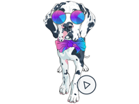 Animated Dotted Dog Stickers