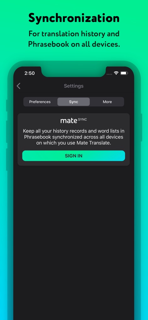 Language Translator by Mate - This tool offers robust synchronization capabilities, ensuring translation history and Phrasebook entries are kept consistent across all user devices via the Sync settings.