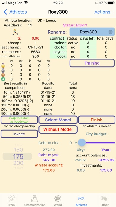 runPress. Athletics manager Screenshot