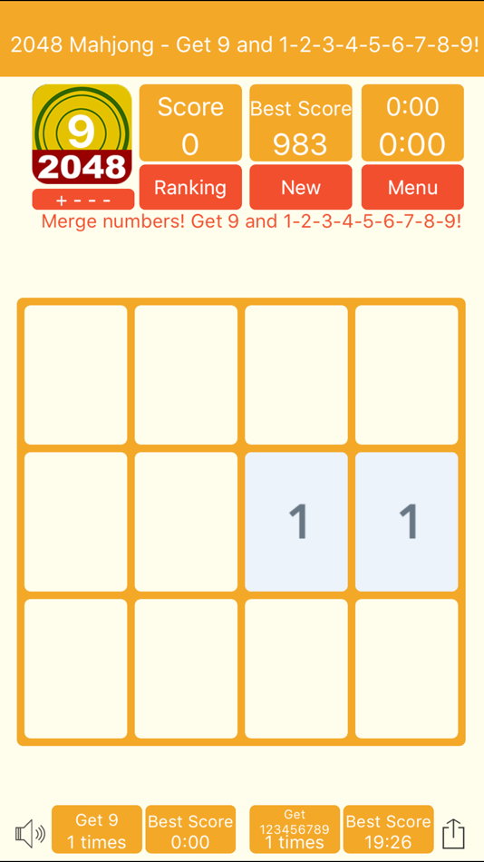 #5. 2048 Mahjong - Get 9 and 1-9! (iOS) 由: Shen Zhongyuan