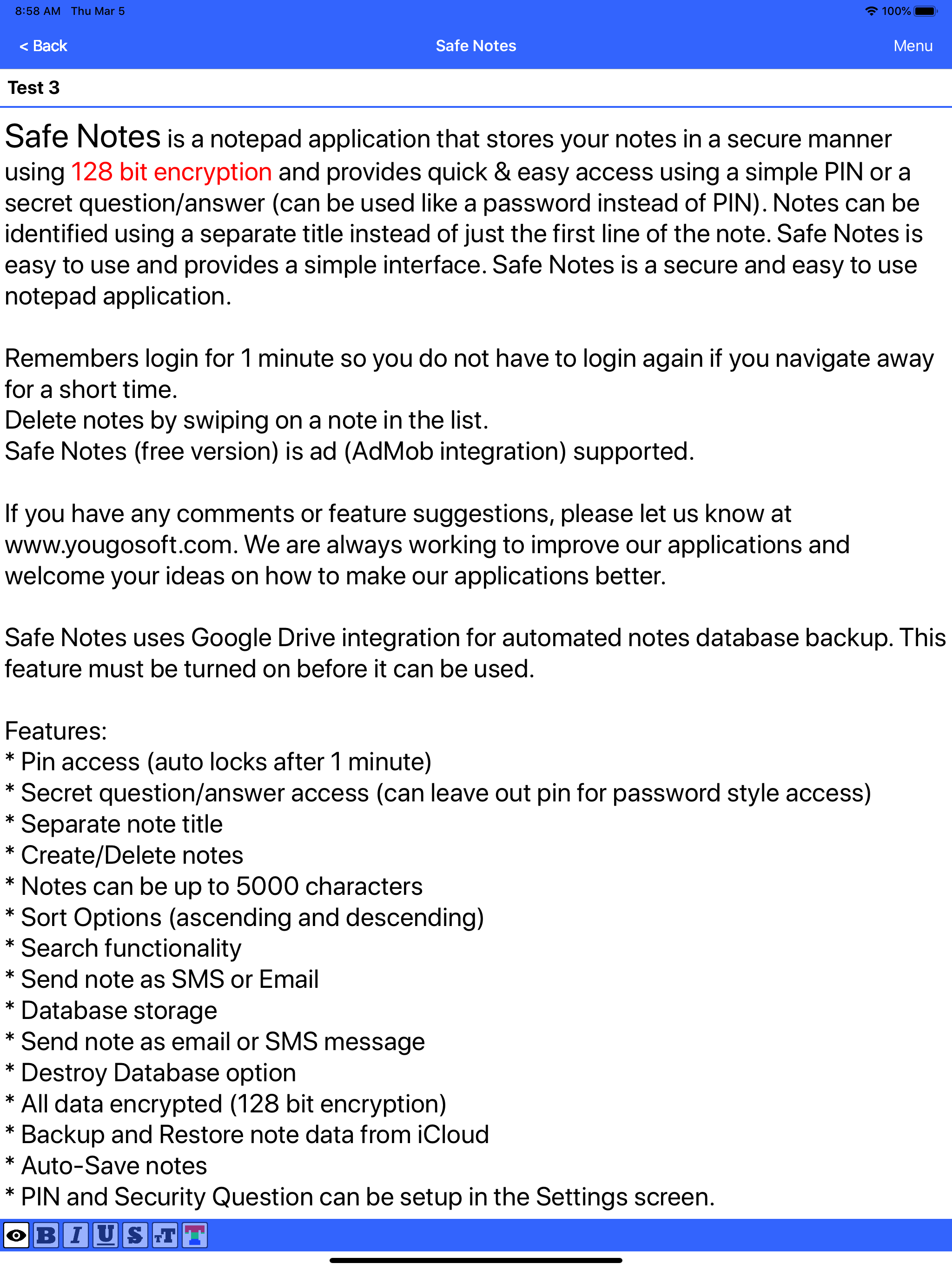 Safe Notes is a secure notepad screenshot 10