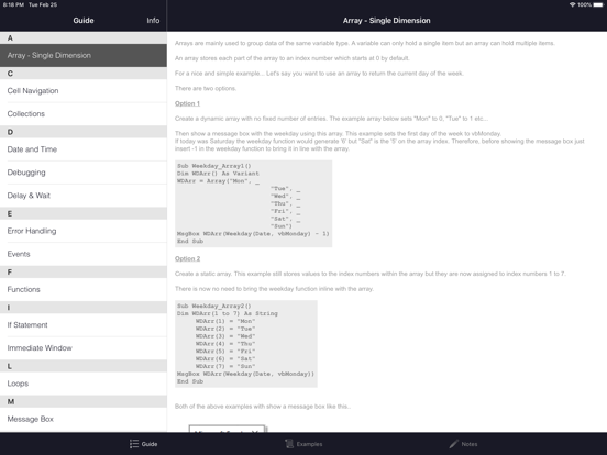 VBA Guide For Excel iPad app afbeelding 1