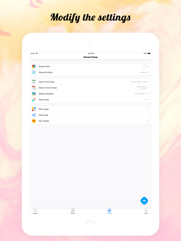 Moment Stamp for DateTime Pics iPad screenshot 6 - Photo & Video app