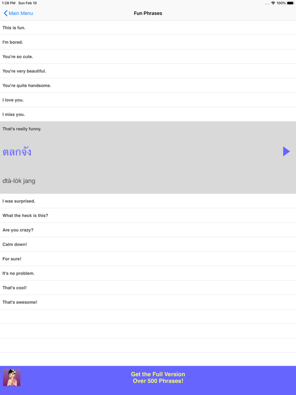 Speak Thai Phrasebook Lite iPad screenshot 5 - Travel app