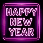 Happy New Year Neon Stickers App Cancel