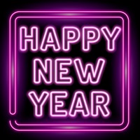 Happy New Year Neon Stickers logo