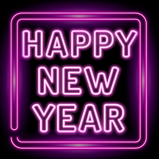 Happy New Year Neon Stickers icon