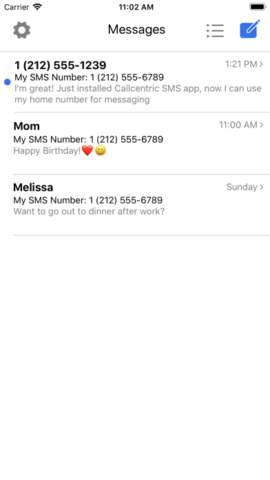 Callcentric SMS Screenshot