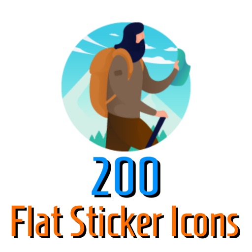 200 Flat Sticker Icons iOS App
