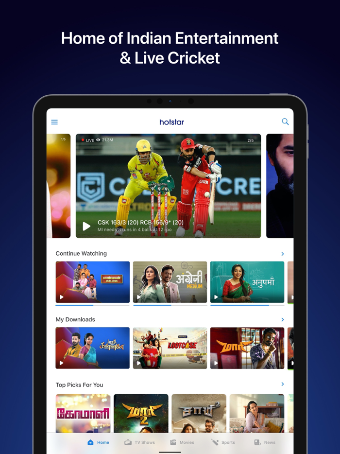 Hotstar  Cricket, Movies  TV