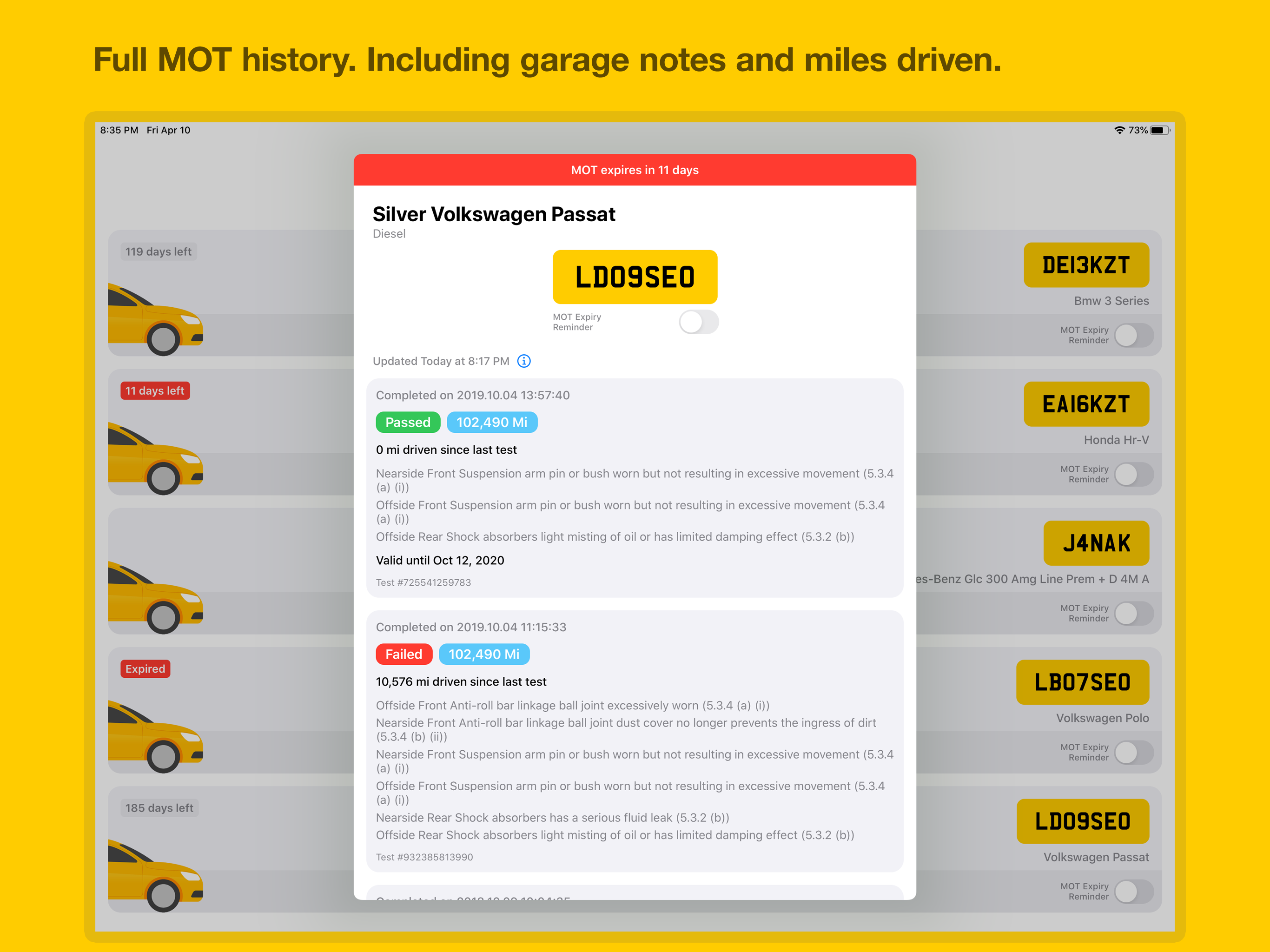 MOT Reminders & MOT History UK