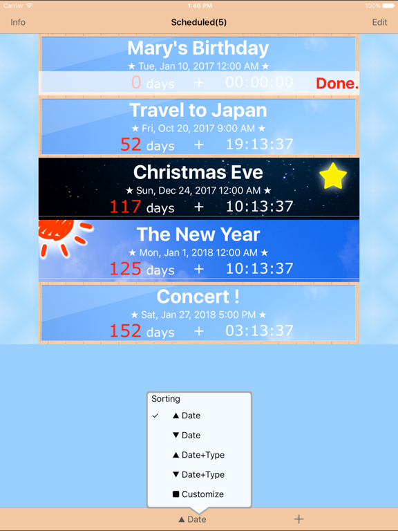 ScheduledList Countdown iPad screenshot 2 - Productivity app
