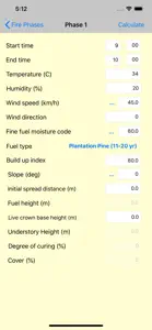 Fire Behaviour Calculator screenshot #1 for iPhone