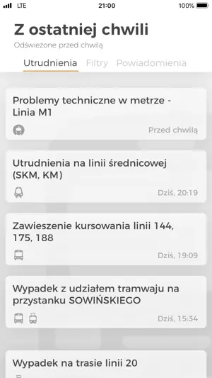 Warsaw Public Transport Alerts screenshot 1