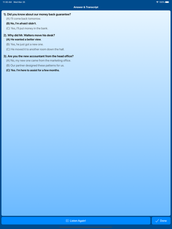 Listening for the TOEIC ® Test iPad screenshot 5 - Education app