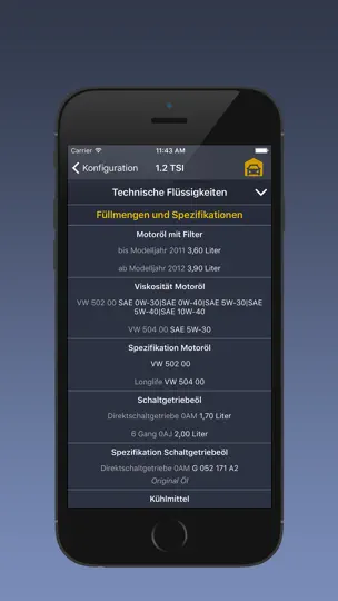 Screenshot von TechApp Für Volkswagen auf dem iPhone 5