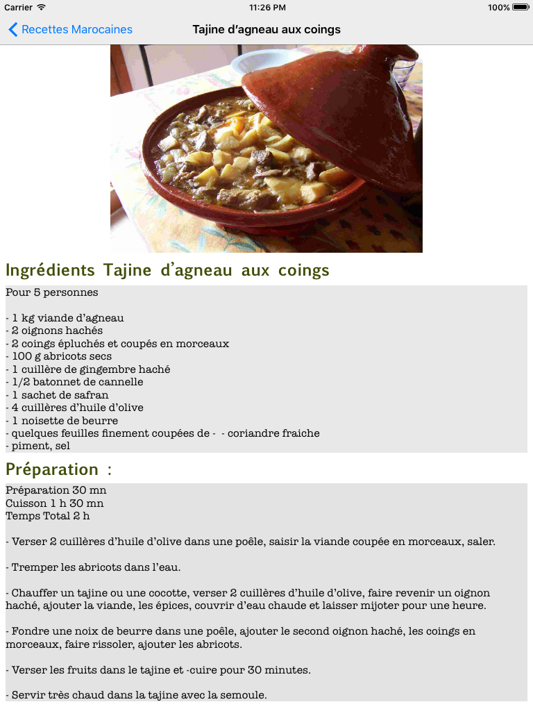 Cuisine Marocaine (sans internet)