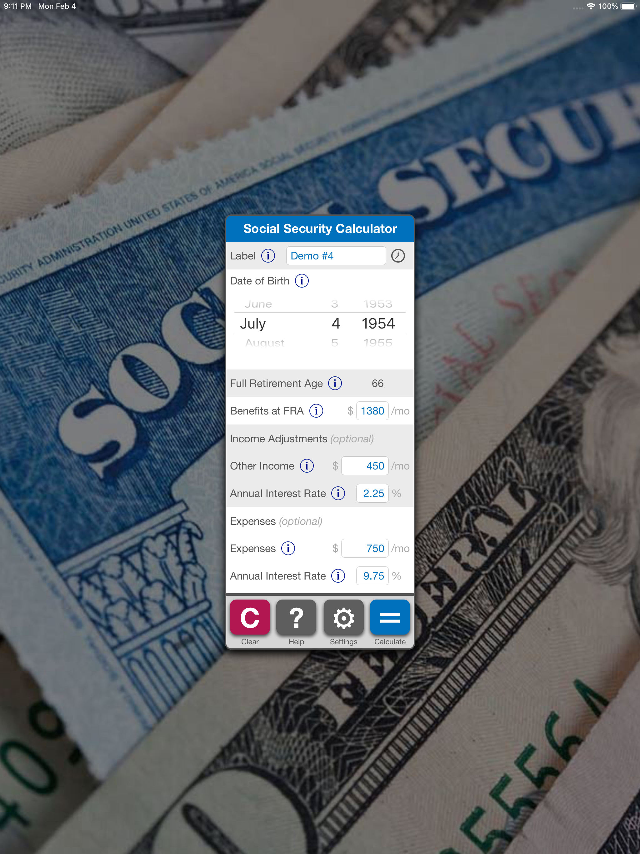 Social Security Calculator