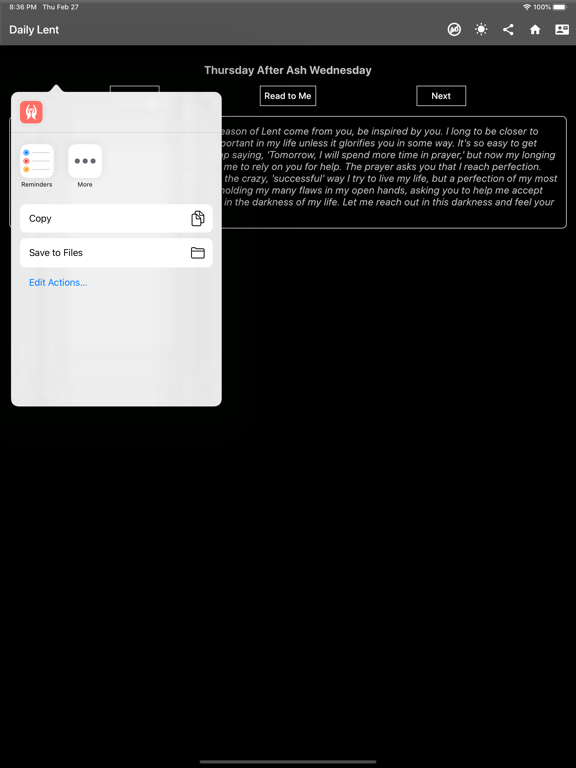 Prayers for Lent and Advent iPad screenshot 5 - Reference app