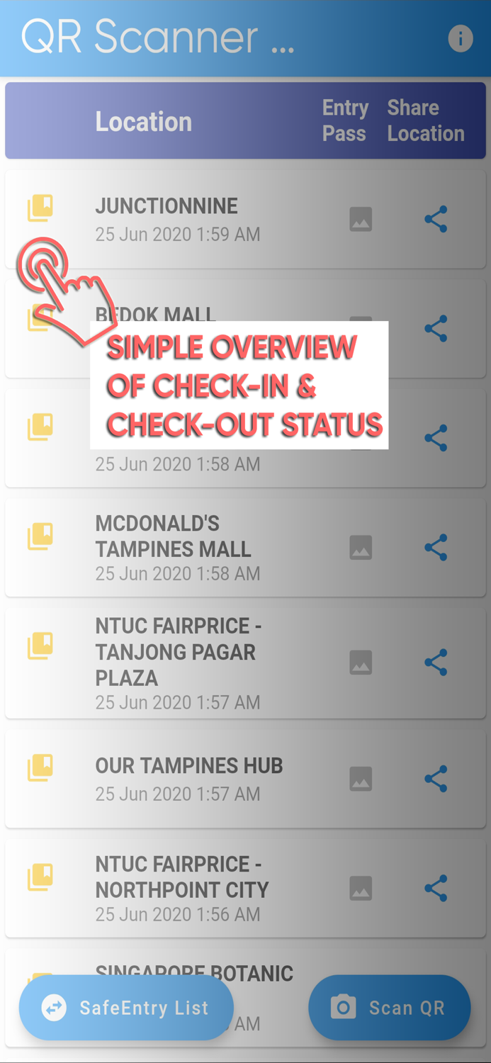 QR Scanner for SafeEntry