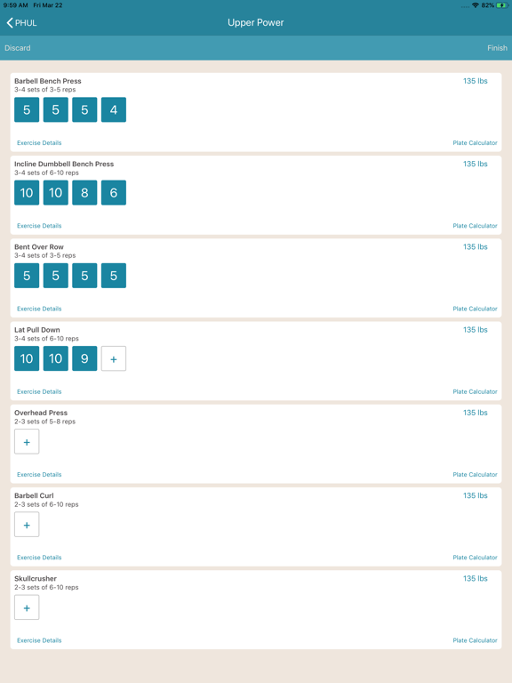 Screenshot #5 pour PHUL - Workout Tracker