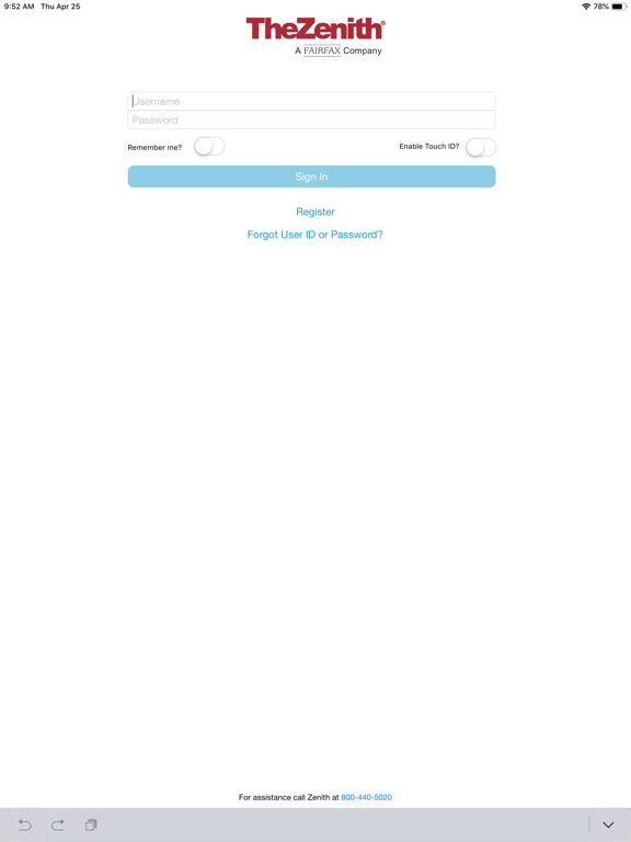 Zenith Connect iPad screenshot 6 - Finance app