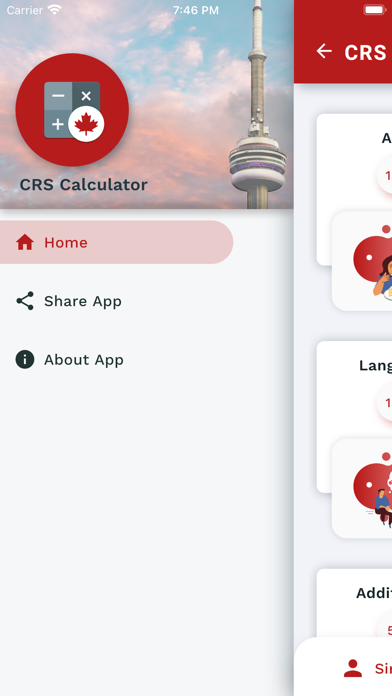 CRS Calculator - Express Entry Screenshot