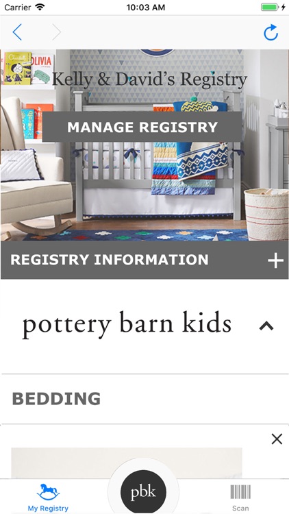 Pottery Barn Kids Registry