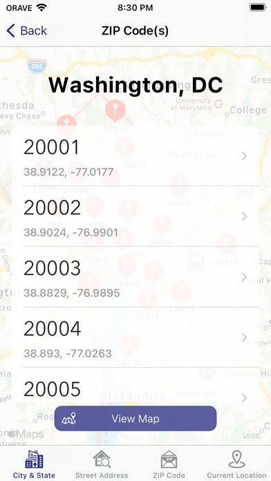 ZIP Code Lookup & Search Screenshot