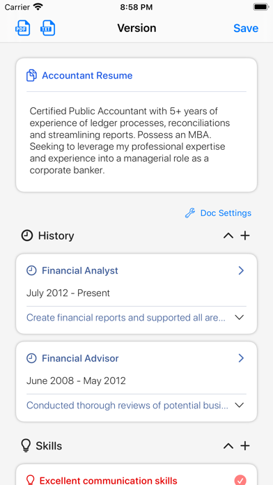 CV Screenshot