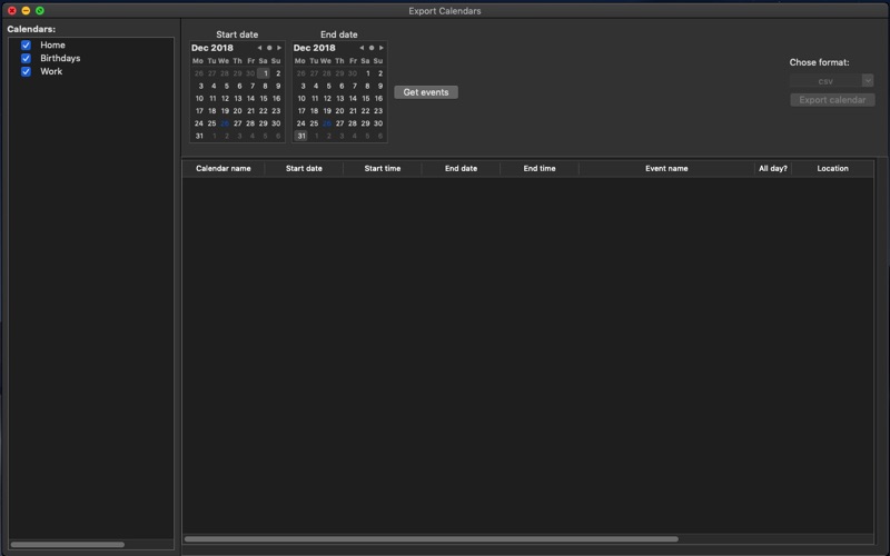Screenshot #1 pour Export Calendars
