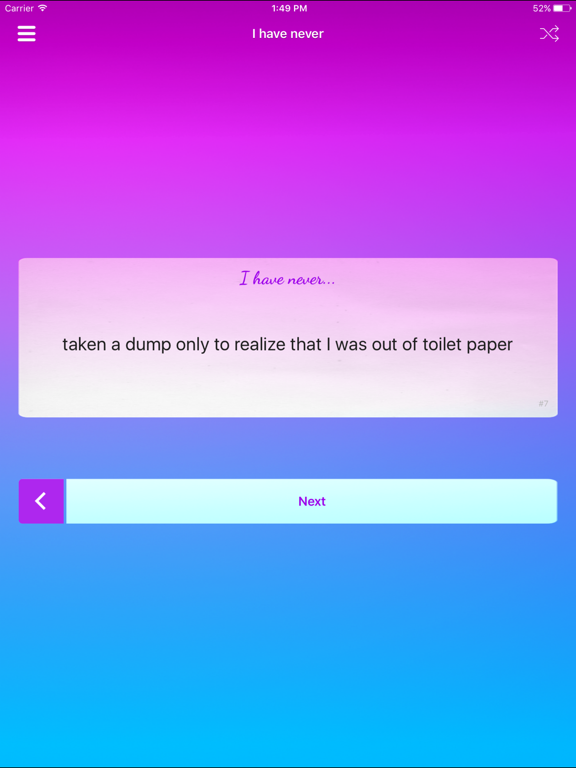 Screenshot #5 pour I have never (Party game)