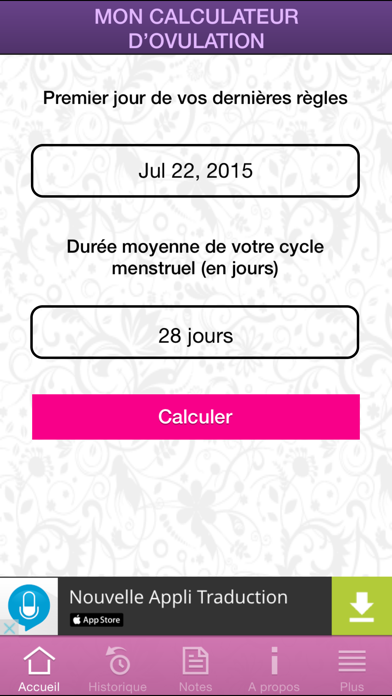 Screenshot #1 pour MON CALCULATEUR D’OVULATION